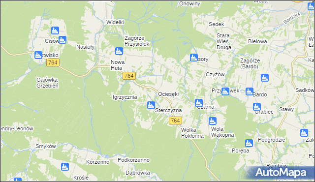 mapa Ociesęki, Ociesęki na mapie Targeo