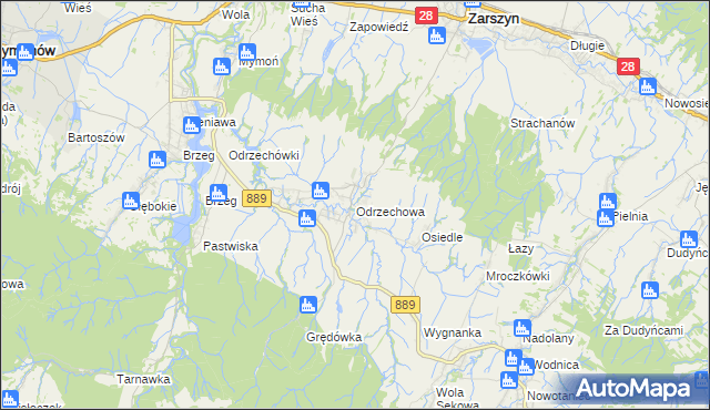 mapa Odrzechowa, Odrzechowa na mapie Targeo