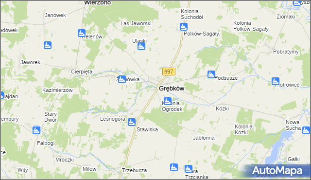 mapa Ogródek gmina Grębków, Ogródek gmina Grębków na mapie Targeo