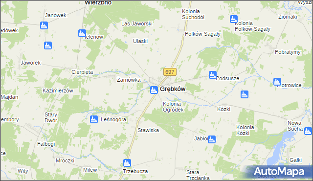 mapa Ogródek gmina Grębków, Ogródek gmina Grębków na mapie Targeo