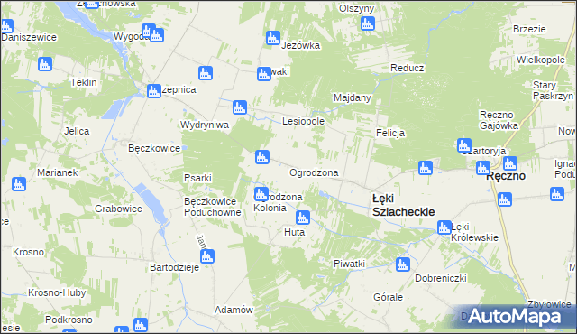 mapa Ogrodzona gmina Łęki Szlacheckie, Ogrodzona gmina Łęki Szlacheckie na mapie Targeo