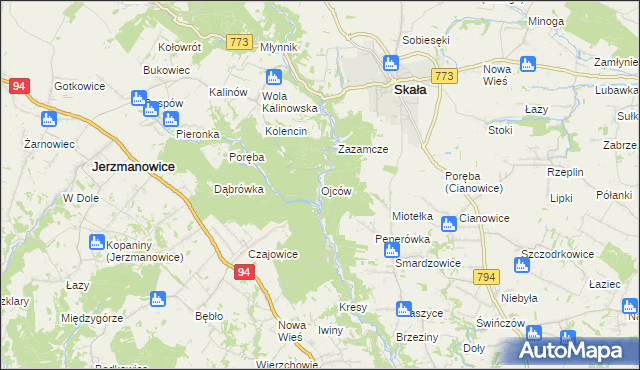 mapa Ojców, Ojców na mapie Targeo