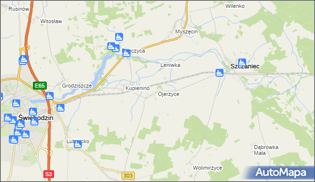 mapa Ojerzyce, Ojerzyce na mapie Targeo