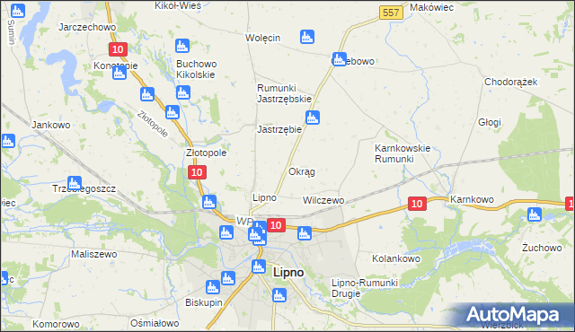 mapa Okrąg, Okrąg na mapie Targeo