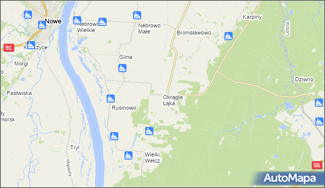 mapa Okrągła Łąka, Okrągła Łąka na mapie Targeo