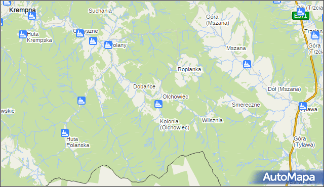 mapa Olchowiec gmina Dukla, Olchowiec gmina Dukla na mapie Targeo