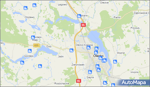 mapa Olecko-Kolonia, Olecko-Kolonia na mapie Targeo