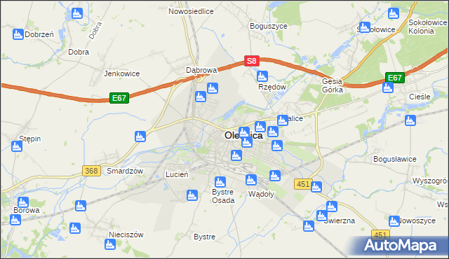 mapa Oleśnica, Oleśnica na mapie Targeo