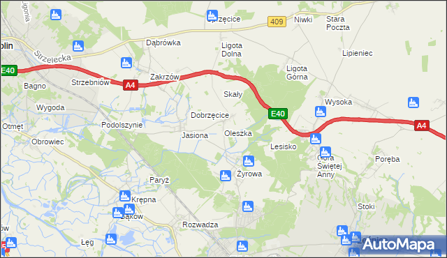 mapa Oleszka, Oleszka na mapie Targeo