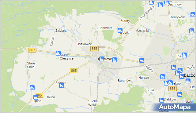 mapa Oleszyce, Oleszyce na mapie Targeo