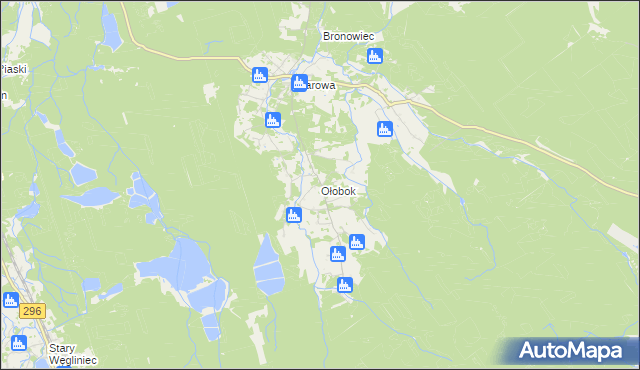 mapa Ołobok gmina Osiecznica, Ołobok gmina Osiecznica na mapie Targeo