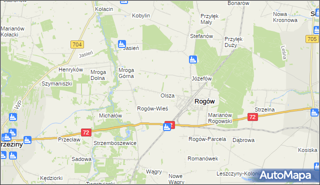 mapa Olsza gmina Rogów, Olsza gmina Rogów na mapie Targeo