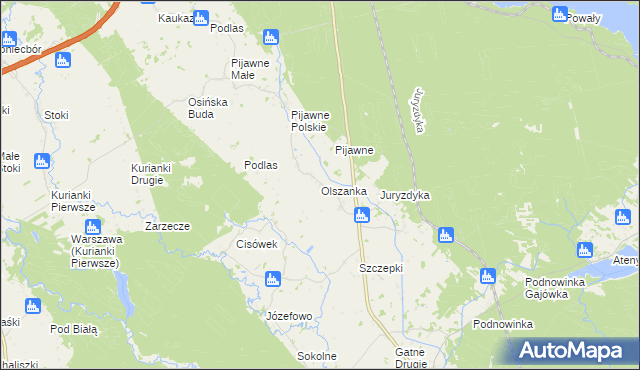 mapa Olszanka gmina Nowinka, Olszanka gmina Nowinka na mapie Targeo