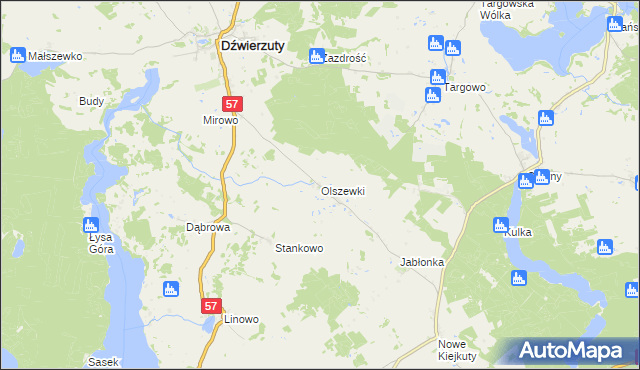 mapa Olszewki, Olszewki na mapie Targeo