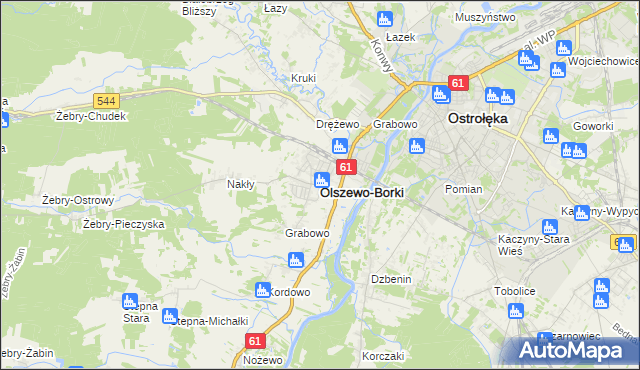 mapa Olszewo-Borki, Olszewo-Borki na mapie Targeo