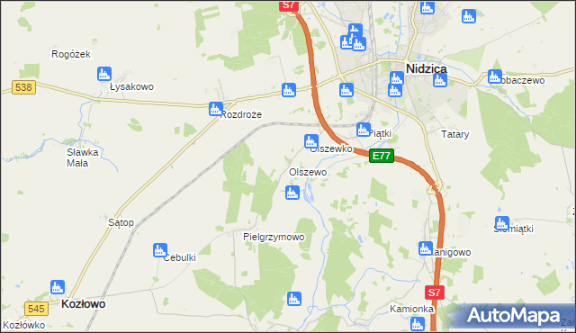 mapa Olszewo gmina Nidzica, Olszewo gmina Nidzica na mapie Targeo