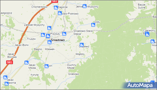 mapa Olszewo gmina Śniadowo, Olszewo gmina Śniadowo na mapie Targeo