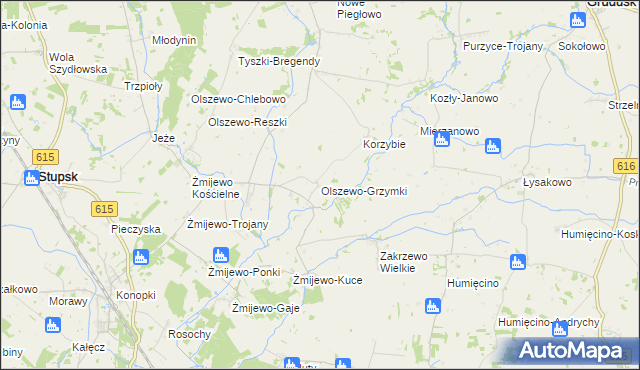 mapa Olszewo-Grzymki, Olszewo-Grzymki na mapie Targeo