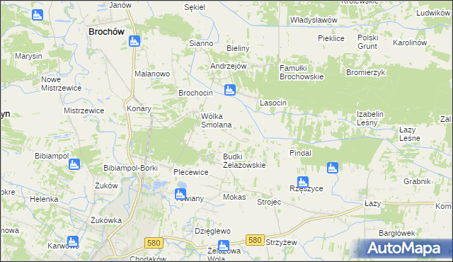 mapa Olszowiec gmina Brochów, Olszowiec gmina Brochów na mapie Targeo