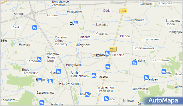 mapa Olszówka powiat kolski, Olszówka powiat kolski na mapie Targeo