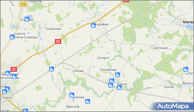 mapa Omięcin gmina Stargard, Omięcin gmina Stargard na mapie Targeo