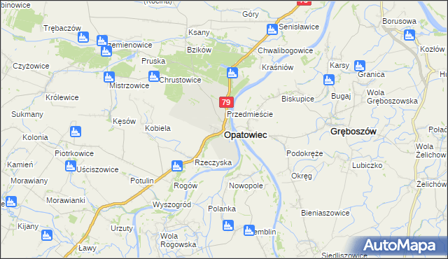 mapa Opatowiec powiat kazimierski, Opatowiec powiat kazimierski na mapie Targeo