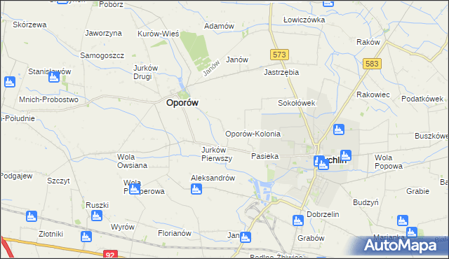 mapa Oporów-Kolonia, Oporów-Kolonia na mapie Targeo