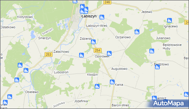 mapa Oporówek gmina Łabiszyn, Oporówek gmina Łabiszyn na mapie Targeo