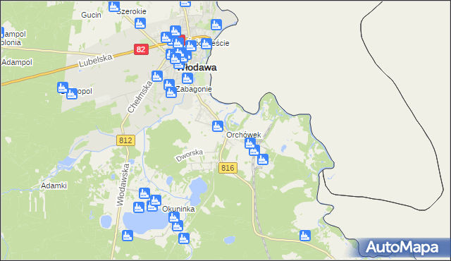 mapa Orchówek gmina Włodawa, Orchówek gmina Włodawa na mapie Targeo