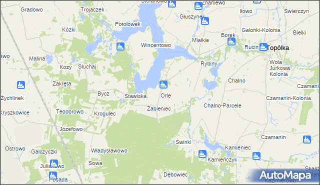 mapa Orle gmina Topólka, Orle gmina Topólka na mapie Targeo