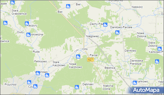 mapa Orło gmina Małkinia Górna, Orło gmina Małkinia Górna na mapie Targeo