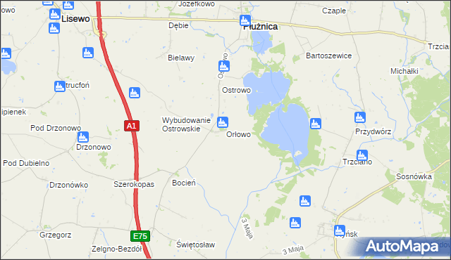 mapa Orłowo gmina Płużnica, Orłowo gmina Płużnica na mapie Targeo