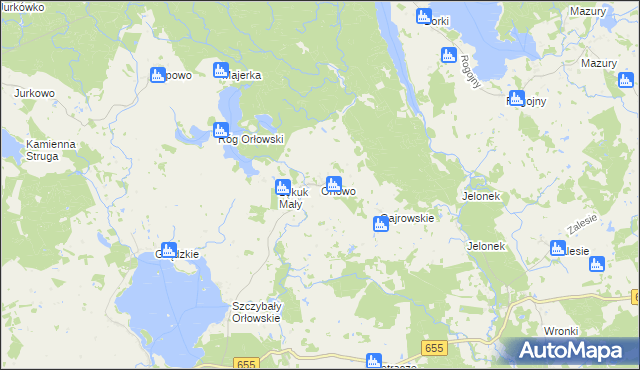 mapa Orłowo gmina Wydminy, Orłowo gmina Wydminy na mapie Targeo