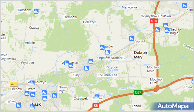 mapa Orpelów-Numerki, Orpelów-Numerki na mapie Targeo