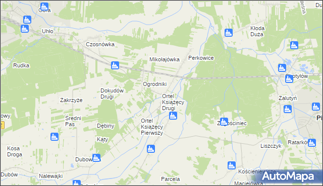 mapa Ortel Książęcy Drugi, Ortel Książęcy Drugi na mapie Targeo