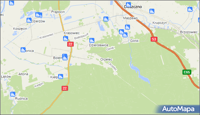 mapa Orzelec, Orzelec na mapie Targeo