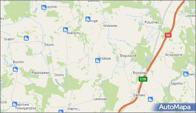 mapa Orzesze gmina Nowogard, Orzesze gmina Nowogard na mapie Targeo