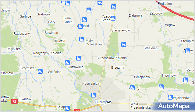 mapa Orzeszków-Kolonia, Orzeszków-Kolonia na mapie Targeo