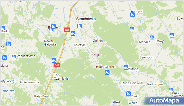 mapa Osęka, Osęka na mapie Targeo