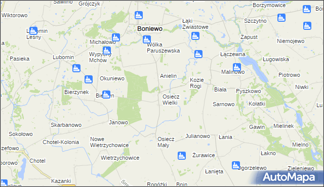 mapa Osiecz Wielki, Osiecz Wielki na mapie Targeo