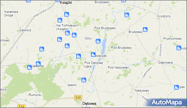 mapa Osieczek gmina Książki, Osieczek gmina Książki na mapie Targeo