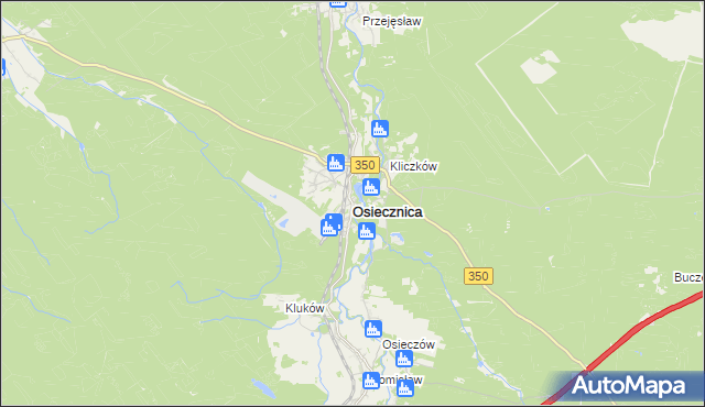 mapa Osiecznica powiat bolesławiecki, Osiecznica powiat bolesławiecki na mapie Targeo