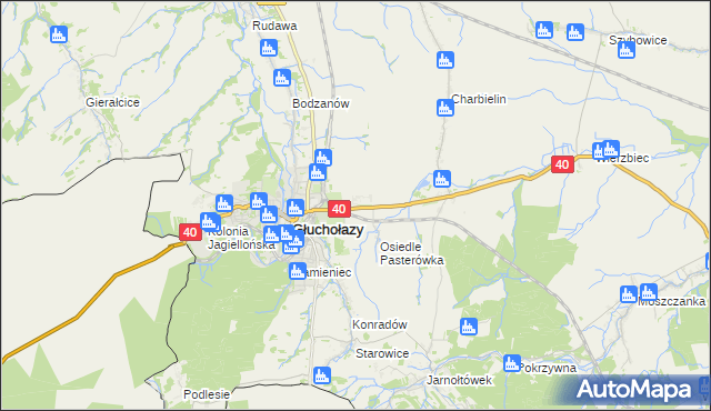 mapa Osiedle Pionierów, Osiedle Pionierów na mapie Targeo