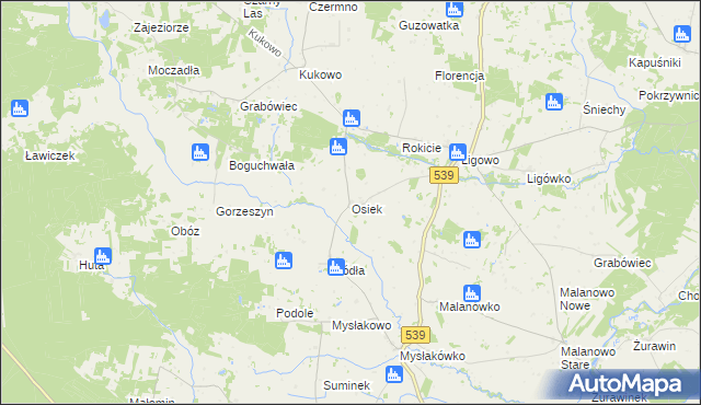mapa Osiek gmina Mochowo, Osiek gmina Mochowo na mapie Targeo