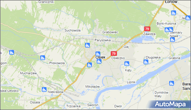 mapa Osiek powiat staszowski, Osiek powiat staszowski na mapie Targeo