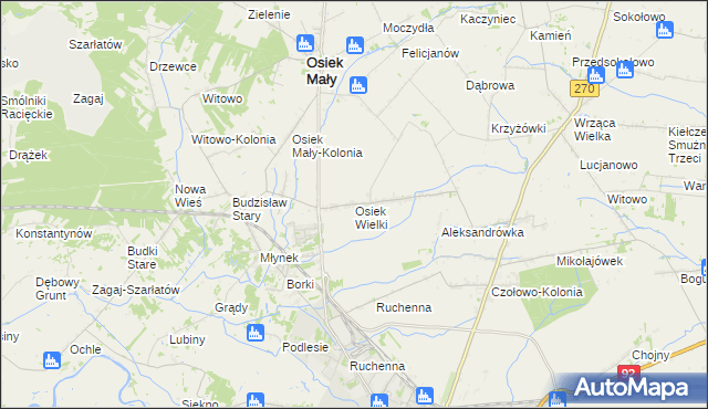 mapa Osiek Wielki gmina Osiek Mały, Osiek Wielki gmina Osiek Mały na mapie Targeo