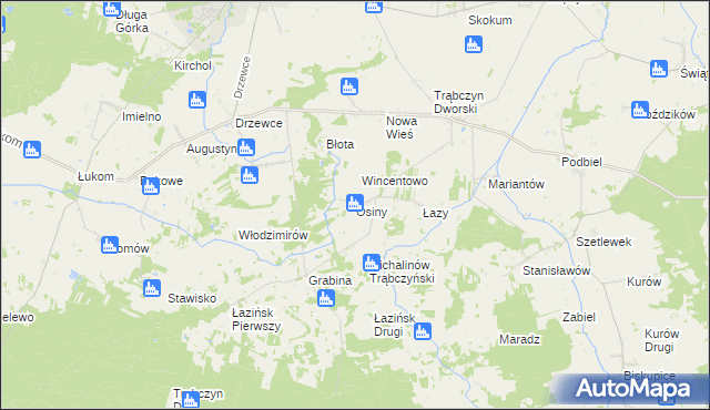 mapa Osiny gmina Zagórów, Osiny gmina Zagórów na mapie Targeo