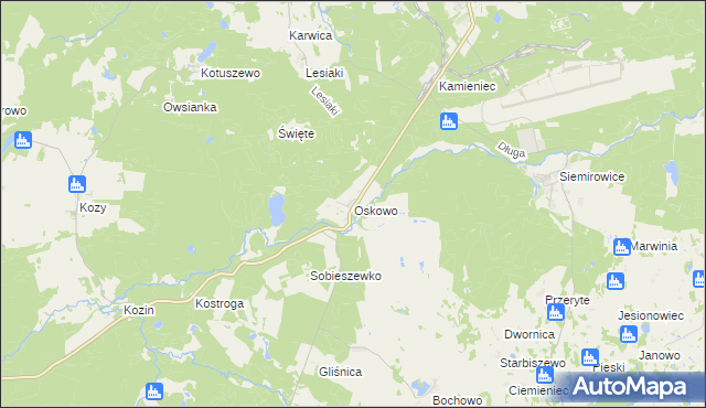 mapa Oskowo, Oskowo na mapie Targeo