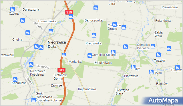 mapa Osmolice-Kolonia, Osmolice-Kolonia na mapie Targeo