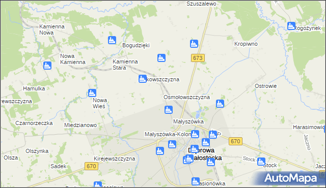 mapa Osmołowszczyzna, Osmołowszczyzna na mapie Targeo